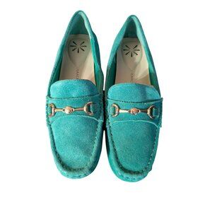 Teal Imannie Flats Moccasins Loafers Women's Size 7 W Isaac Mizrahi Live w/Flaws